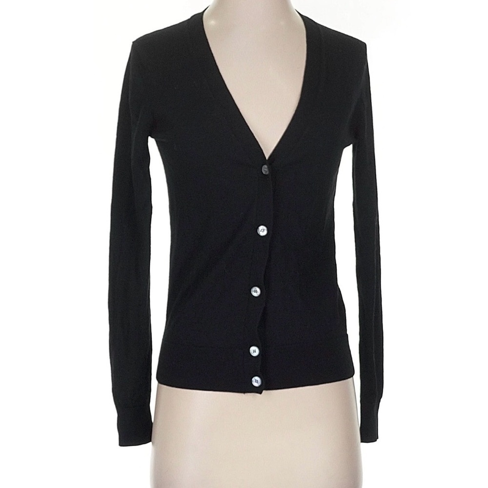 Theory Black V-Neck Button Cardigan